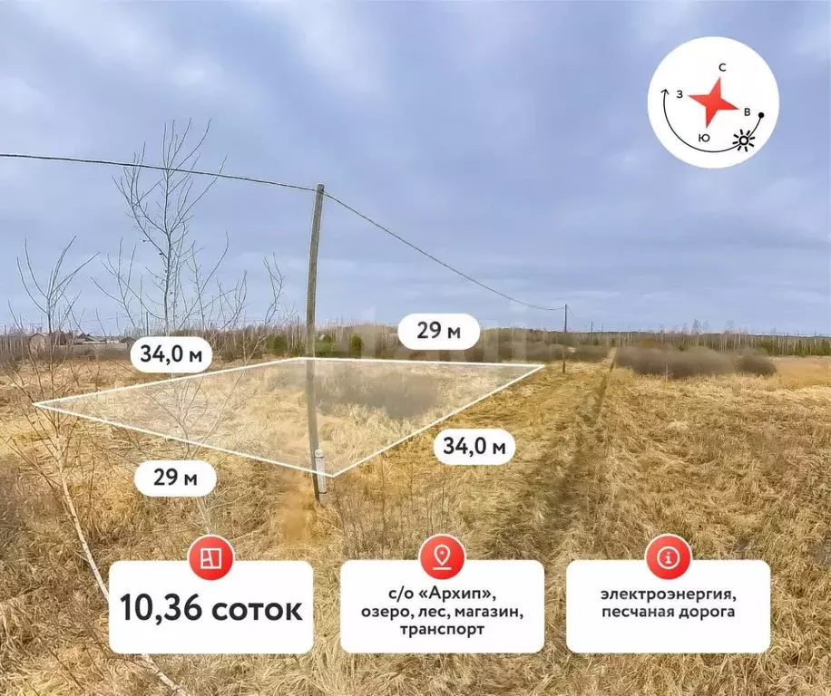 Участок в Тюменская область, Тюменский муниципальный округ, Архип ... - Фото 1