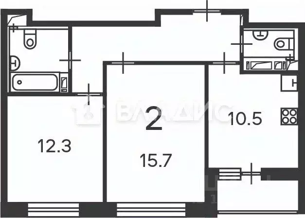 2-к кв. Москва Полярная ул., 3 (54.4 м) - Фото 2