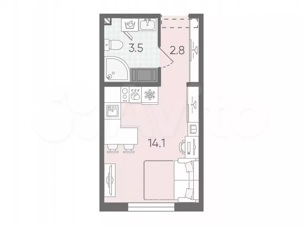 Квартира-студия, 20,4 м, 15/25 эт. - Фото 0