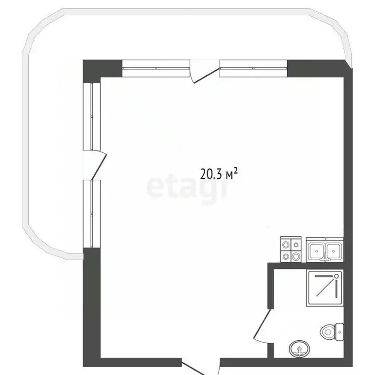 Студия Крым, Алупка ул. Имени Олега Кошевого, 7 (30.0 м) - Фото 2