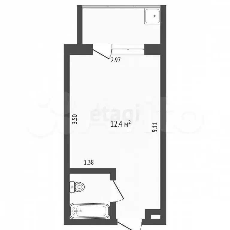 Квартира-студия, 14 м, 2/8 эт. - Фото 0