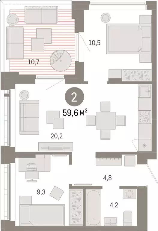 2-комнатная квартира: Екатеринбург, улица Гастелло, 19А (59.63 м) - Фото 1