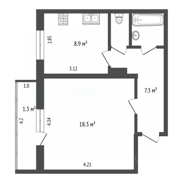 1-к кв. Омская область, Омск ул. Богдана Хмельницкого, 40 (39.4 м) - Фото 1