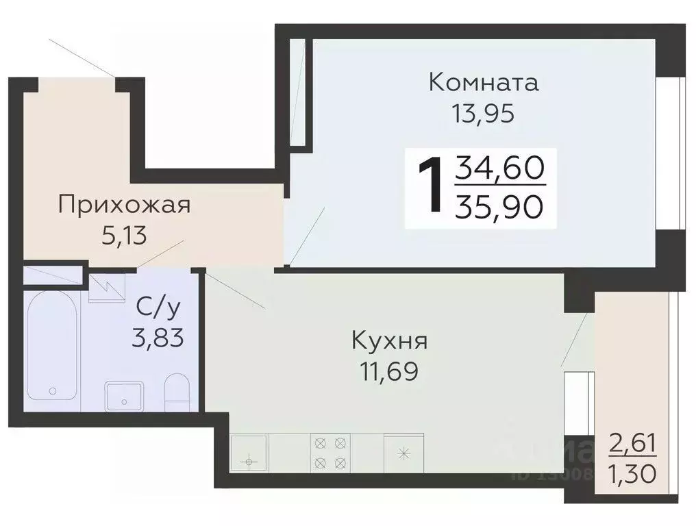 1-к кв. Воронежская область, Воронеж Никитинские сады жилой комплекс ... - Фото 0