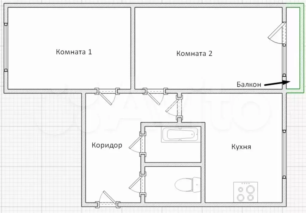 2-к. квартира, 42 м, 3/5 эт. - Фото 0