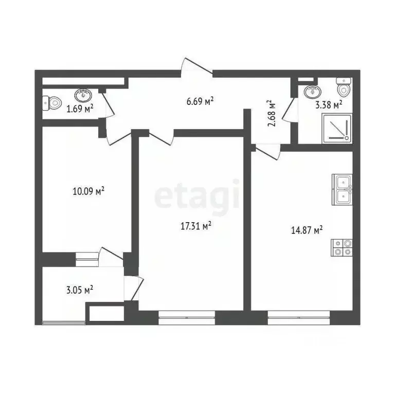 2-к кв. Крым, Симферополь просп. Александра Суворова (59.76 м) - Фото 2