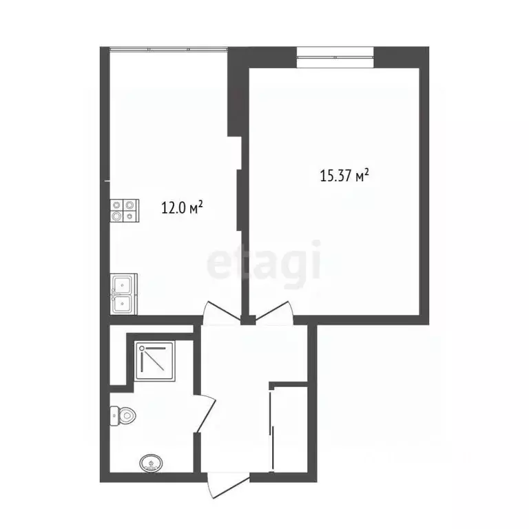 1-к кв. Тюменская область, Тюмень ул. Раушана Абдуллина, 6к1 (35.3 м) - Фото 2
