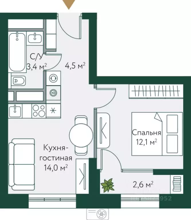 1-к кв. Волгоградская область, Волгоград Новосибирская ул., 74с1 ... - Фото 1