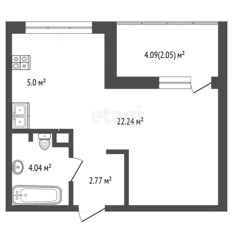 Квартира-студия: Патрушева, улица Петра Ершова, 12 (27.9 м) - Фото 1