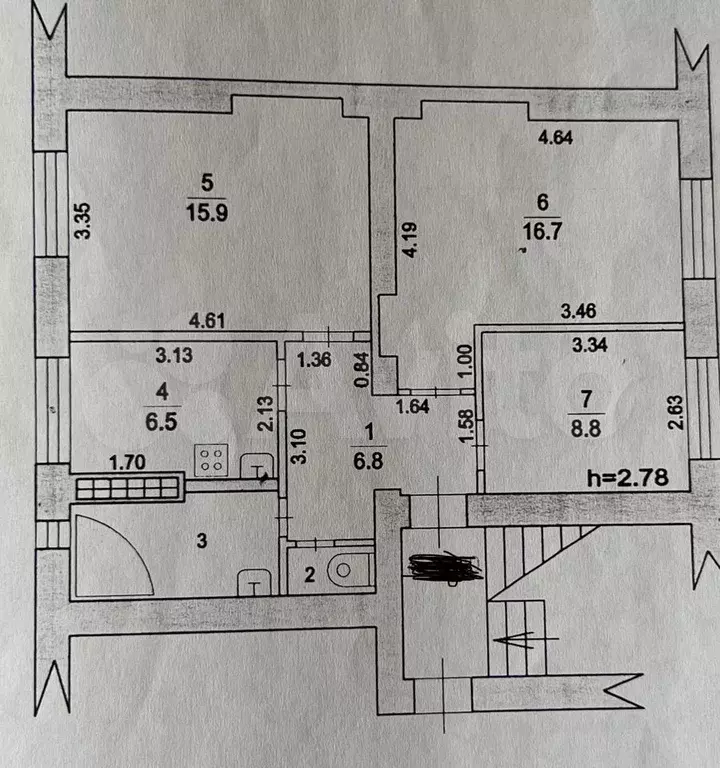 3-к. квартира, 60,4 м, 1/4 эт. - Фото 0