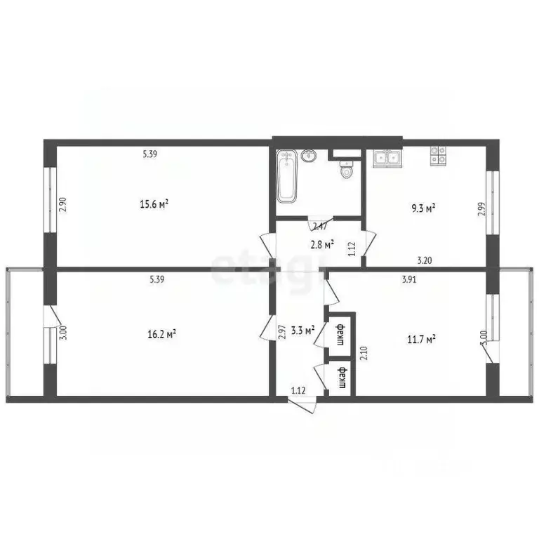 3-к кв. Тамбовская область, Тамбов Астраханская ул., 196 (63.0 м) - Фото 2