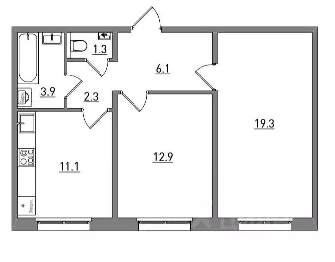 2-к кв. Кировская область, Киров ул. Чистопрудненская, 13А (56.9 м) - Фото 1