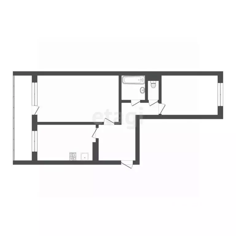 2-к кв. Томская область, Томск ул. Береговая, 5 (59.5 м) - Фото 2