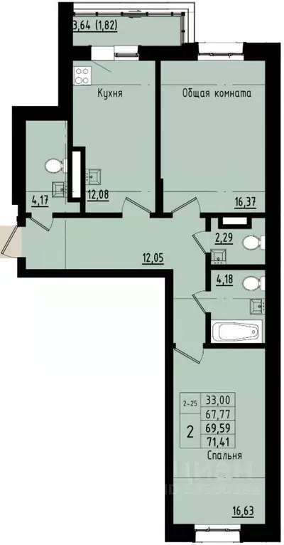 2-к кв. Саха (Якутия), Покровск ул. Орджоникидзе, 68 (69.59 м) - Фото 1