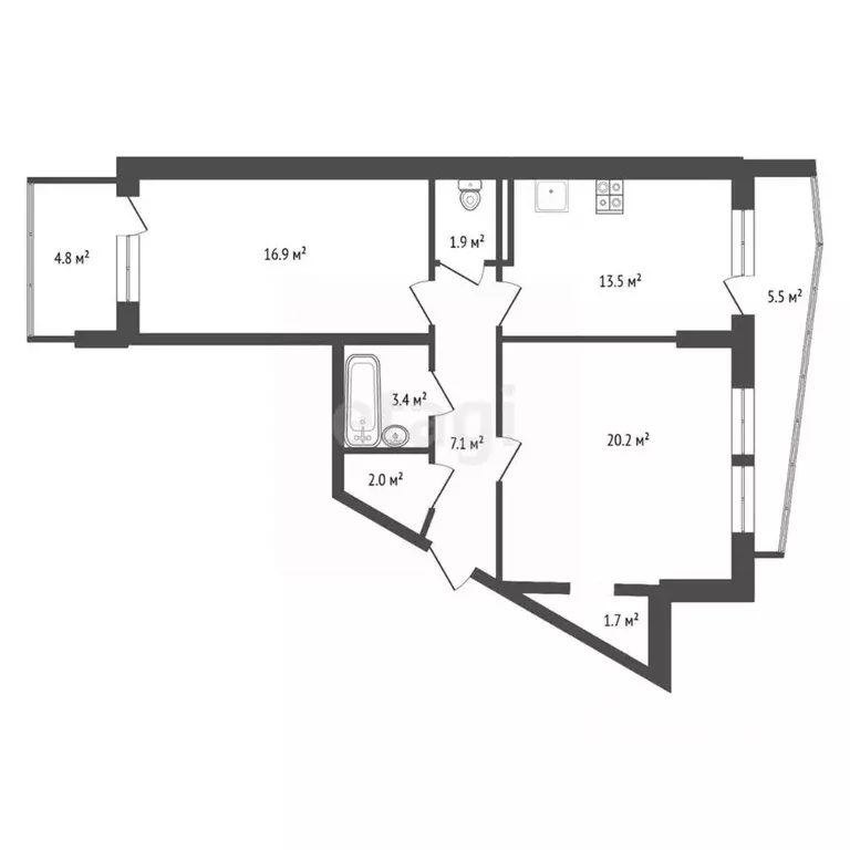 2-к кв. Воронежская область, Воронеж Московский просп., 19 (67.1 м) - Фото 2