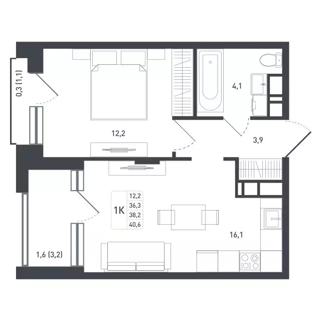 1-комнатная квартира: Московская область, городской округ Подольск, ... - Фото 1