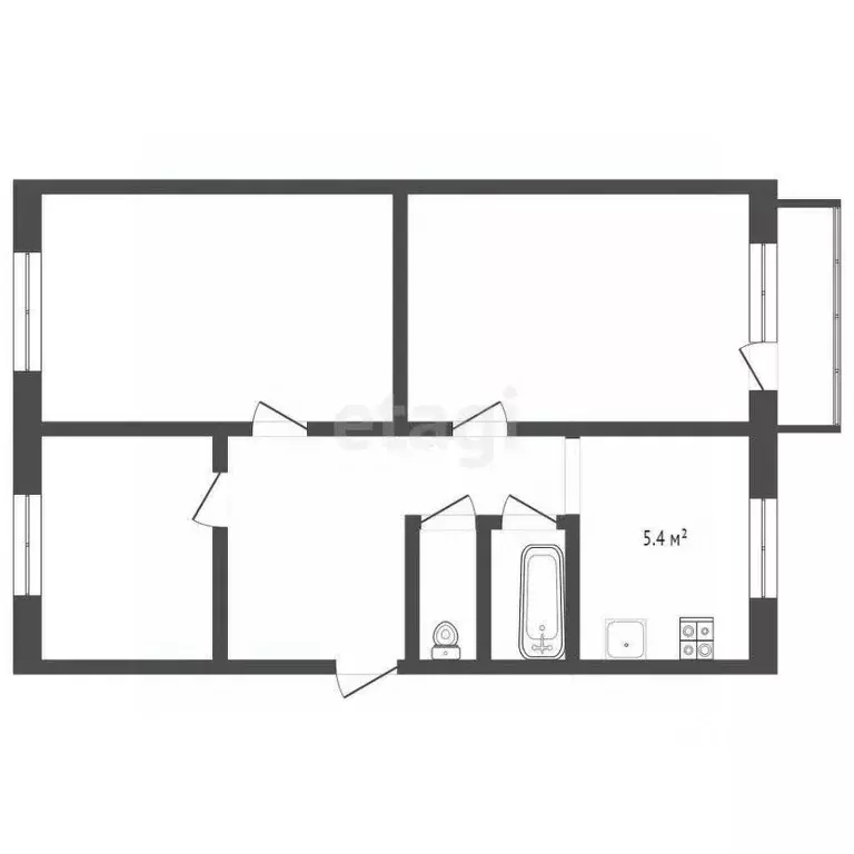 3-к кв. Архангельская область, Новодвинск ул. Ударников, 13 (44.9 м) - Фото 2