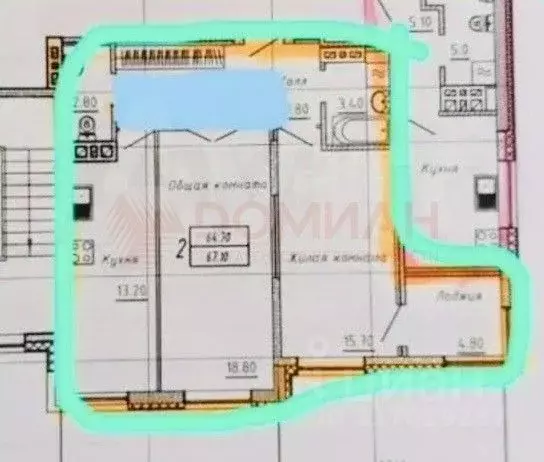 2-к кв. Ростовская область, Аксай ул. Менделеева, 53А (65.0 м) - Фото 0