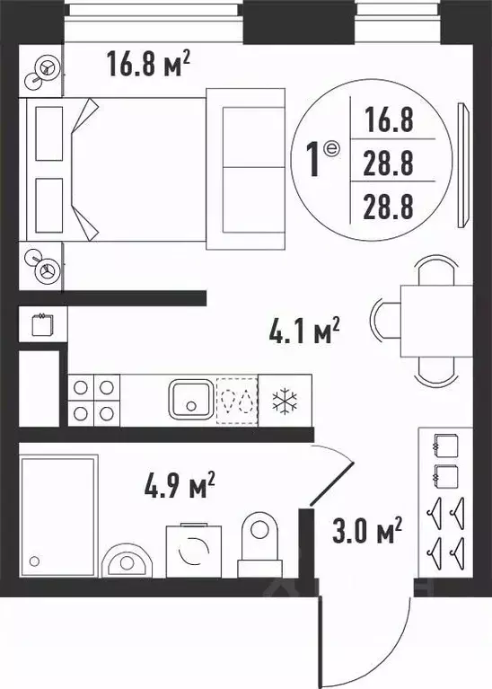 1-к кв. Астраханская область, Астрахань Августовская ул. (28.8 м) - Фото 2