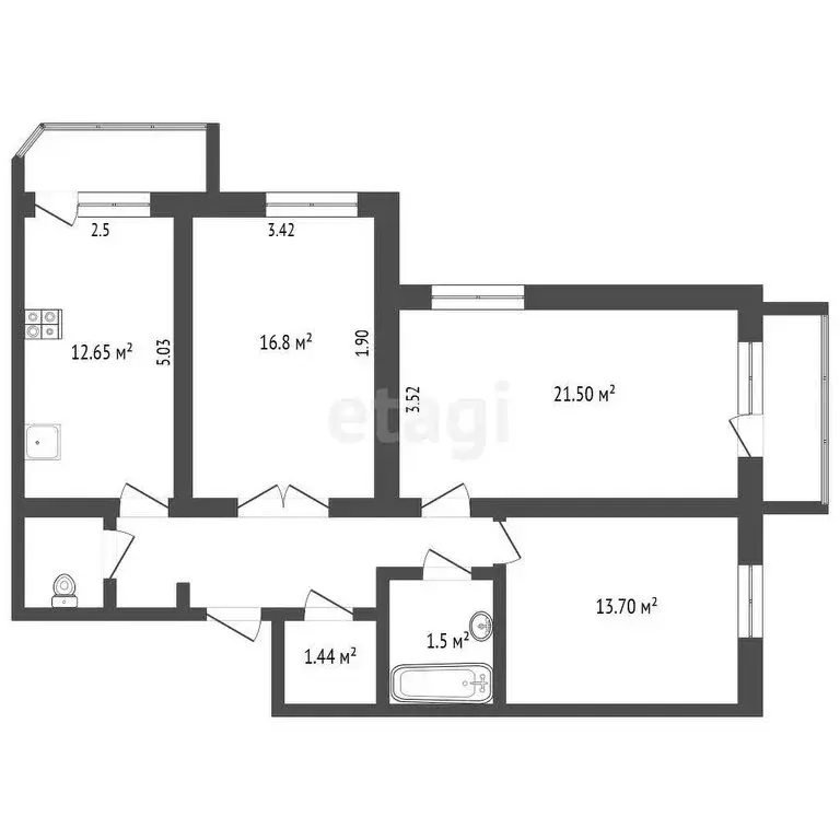 3-комнатная квартира: Пятигорск, улица Ермолова, 6к2 (82.3 м) - Фото 0