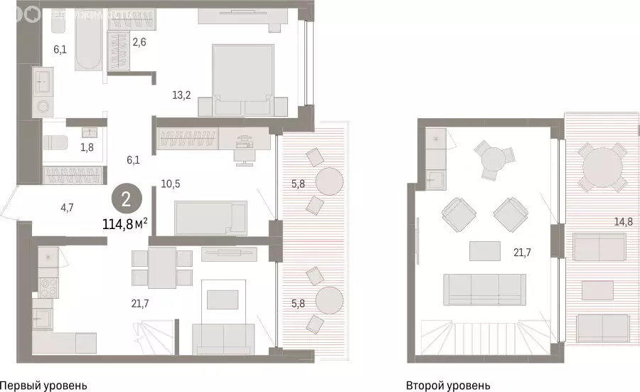 2-комнатная квартира: Тюмень, ЖК Дом у Озера (114.77 м) - Фото 1