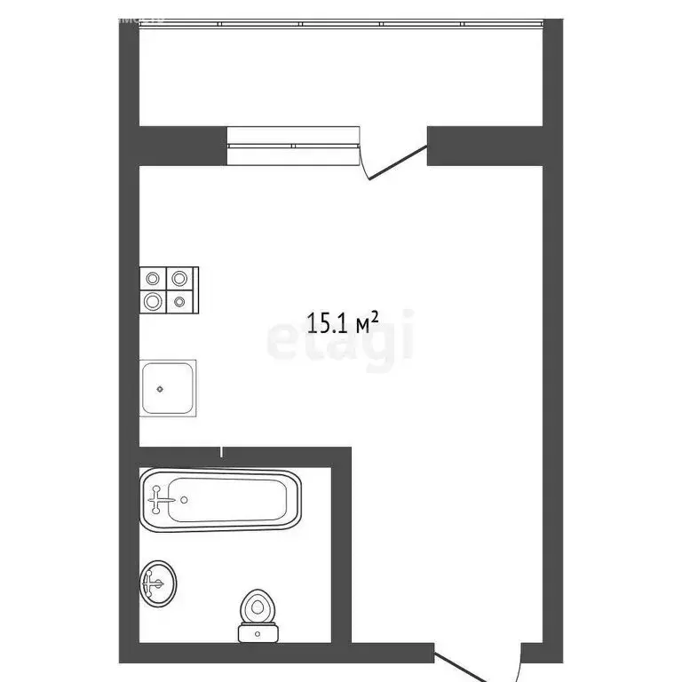 Квартира-студия: Тюмень, улица Новосёлов, 107к1 (15.2 м) - Фото 1