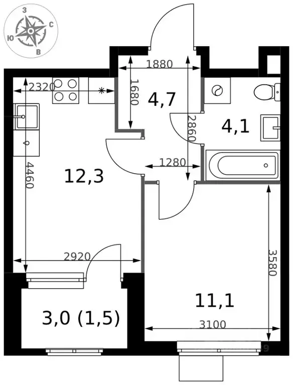 1-к кв. Московская область, Химки Клязьма-Старбеево мкр, Международный ... - Фото 1
