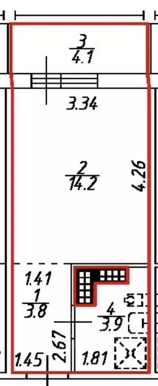 Студия Санкт-Петербург ул. Крыленко, 36к2 (26.0 м) - Фото 2