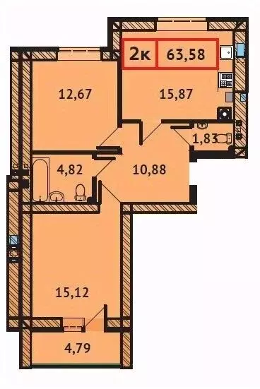 2-к кв. ивановская область, иваново ивановская ул. (63.58 м) - Фото 0