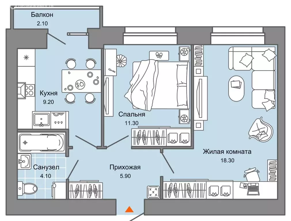 2-комнатная квартира: Пермь, микрорайон Заимка, жилой комплекс ... - Фото 0