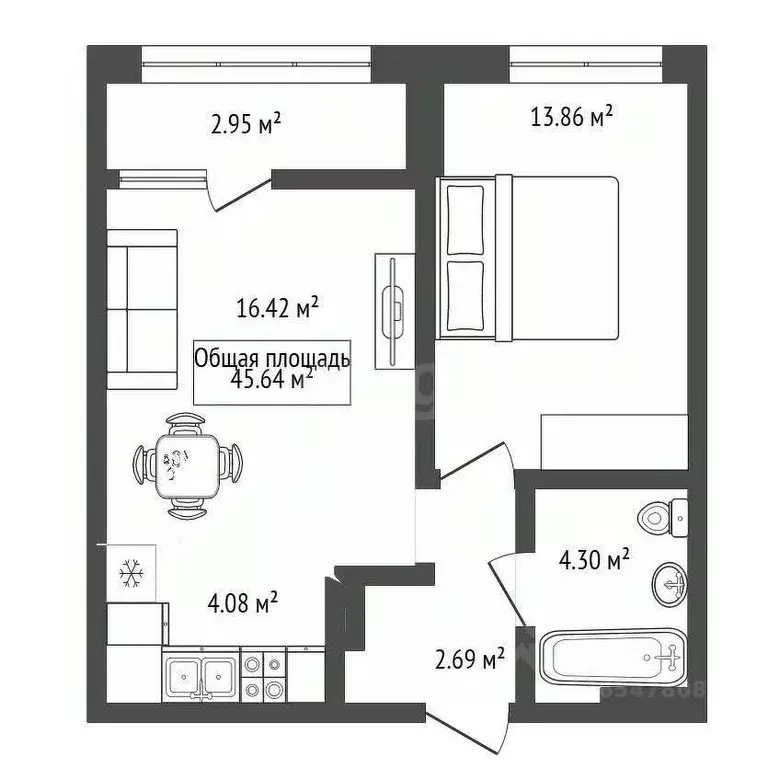 2-к кв. Новосибирская область, Новосибирск ул. Королева, 2 (43.0 м) - Фото 1