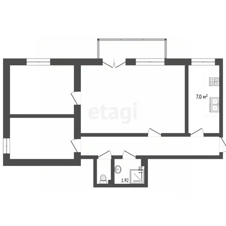 3-к кв. Севастополь ул. Адмирала Макарова, 19 (58.8 м) - Фото 2