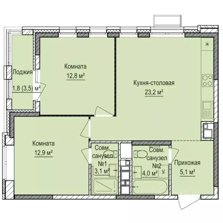 2-к кв. Удмуртия, Ижевск Восток СНТ, 112 (62.9 м) - Фото 0