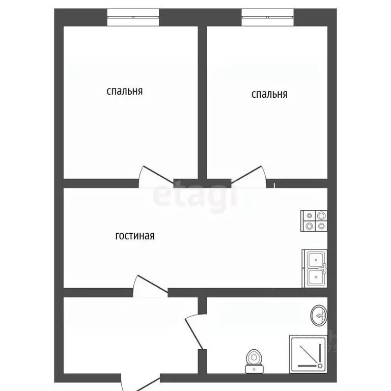 3-к кв. Саха (Якутия), Якутск Борисовка-1 мкр, 24 (39.29 м) - Фото 2