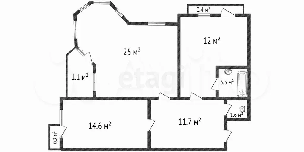 2-к. квартира, 68,4 м, 3/5 эт. - Фото 0