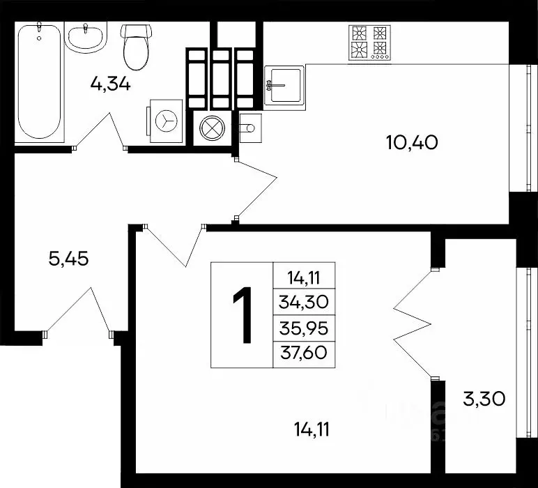 1-к кв. Крым, Евпатория Сезоны жилой комплекс (37.6 м) - Фото 1