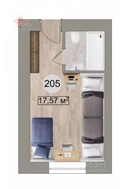 Студия Крым, Черноморское пгт ул. Сигнальная, 2Вк10 (17.57 м) - Фото 2