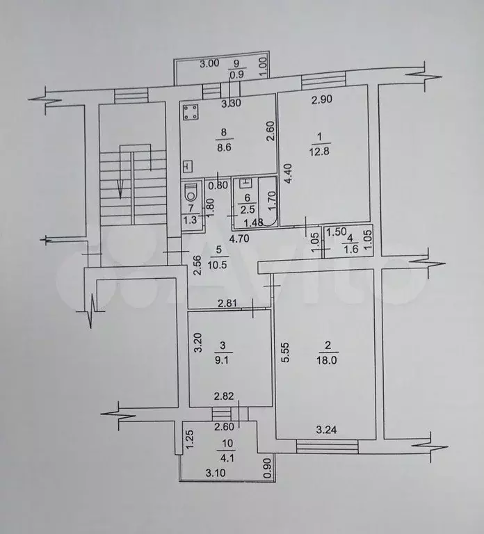 3-к. квартира, 64,4 м, 5/5 эт. - Фото 0