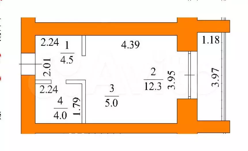Квартира-студия, 28,1 м, 4/12 эт. - Фото 0