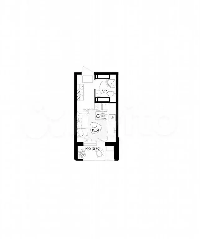 Квартира-студия, 20,7 м, 3/18 эт. - Фото 0