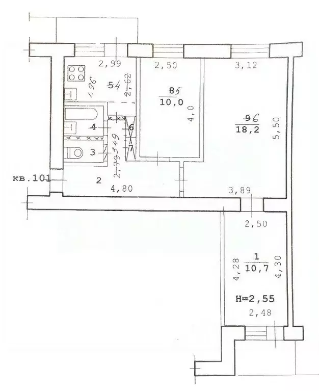 3-к кв. Волгоградская область, Волгоград ул. Рокоссовского, 54 (57.5 ... - Фото 2