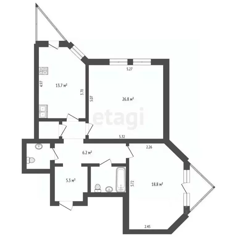 2-к кв. Вологодская область, Вологда ул. Леденцова, 11А (82.1 м) - Фото 2