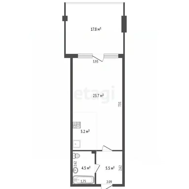 Студия Крым, Евпатория ул. Симферопольская, 2Ц (56.7 м) - Фото 1