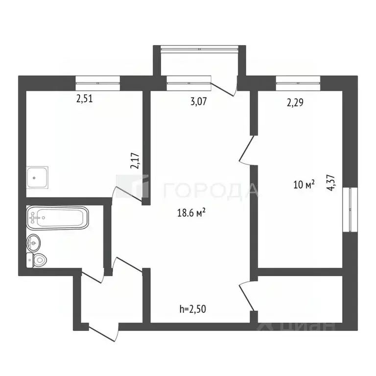 2-к кв. Кемеровская область, Новокузнецк пер. Вологодского, 10 (41.7 ... - Фото 2