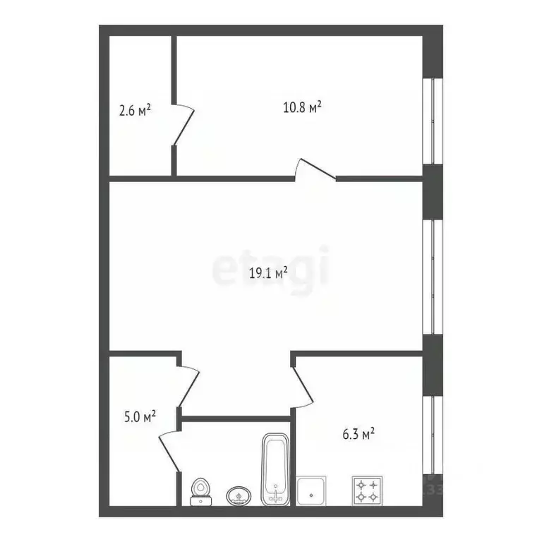 2-к кв. Красноярский край, Красноярск ул. Александра Матросова, 10г ... - Фото 1
