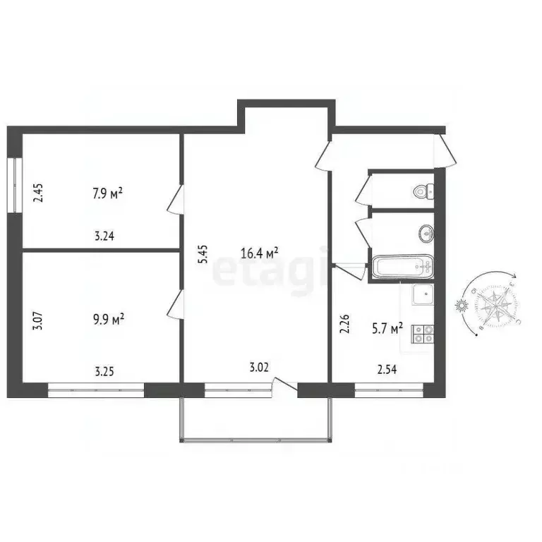 3-к кв. Калужская область, Калуга ул. Болдина, 21 (49.0 м) - Фото 0