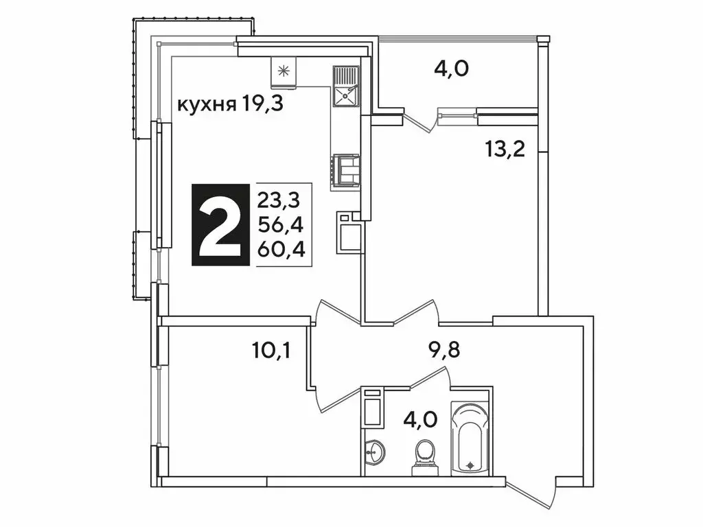 2-комнатная квартира: Краснодар, улица Западный Обход, 42 (59.4 м) - Фото 1