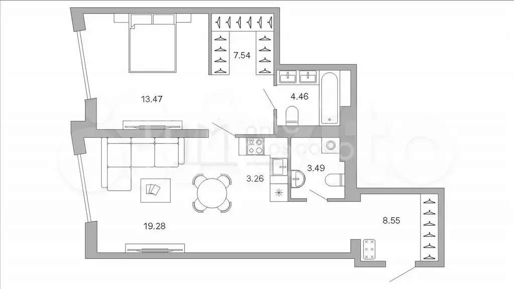 1-к. квартира, 60 м, 9/33 эт. - Фото 0