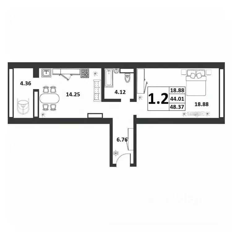 1-к кв. Новгородская область, Великий Новгород ул. Якова Павлова, 15 ... - Фото 1
