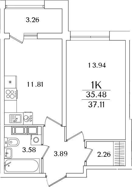 Продаётся 1-к квартира, 37.31 м - Фото 0